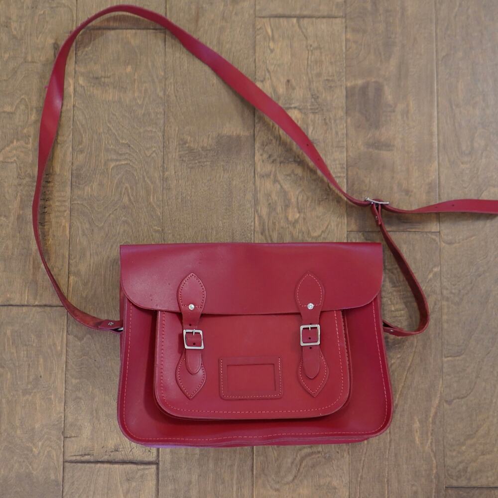 The Cambridge Satchel Company Red Messenger Bag Crossbody Large 13"